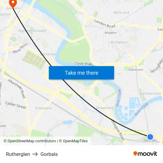 Rutherglen to Gorbals map
