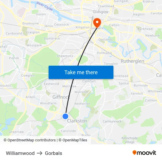 Williamwood to Gorbals map