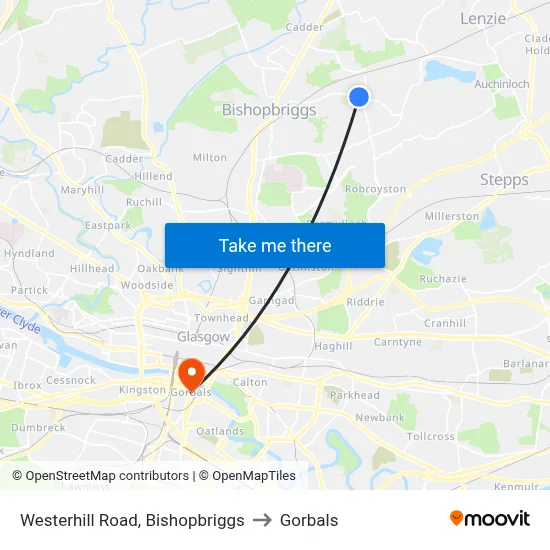 Westerhill Road, Bishopbriggs to Gorbals map