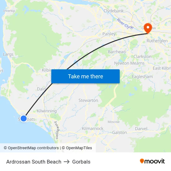 Ardrossan South Beach to Gorbals map