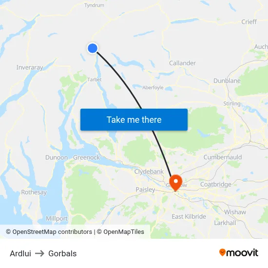 Ardlui to Gorbals map
