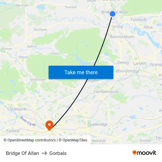 Bridge Of Allan to Gorbals map