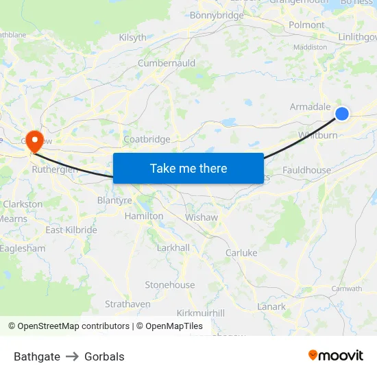 Bathgate to Gorbals map