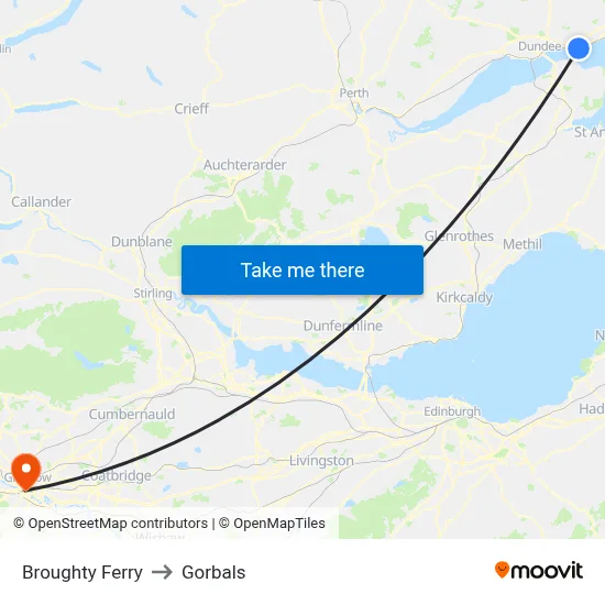 Broughty Ferry to Gorbals map