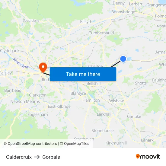 Caldercruix to Gorbals map