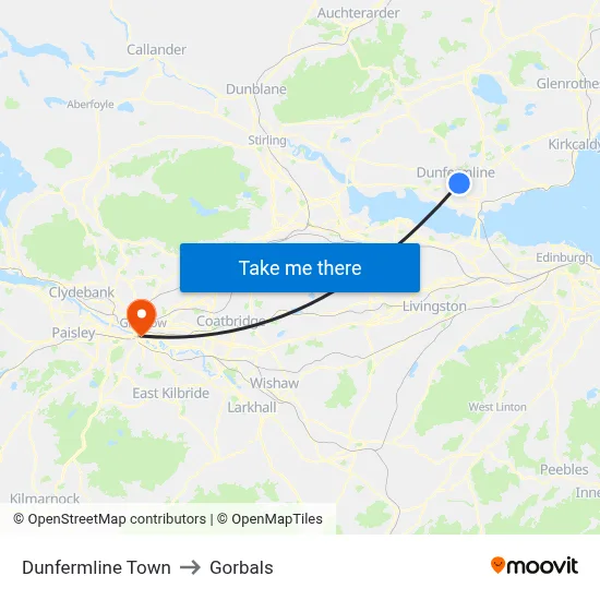 Dunfermline Town to Gorbals map