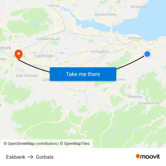 Eskbank to Gorbals map