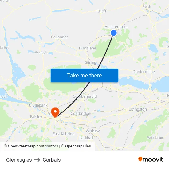 Gleneagles to Gorbals map