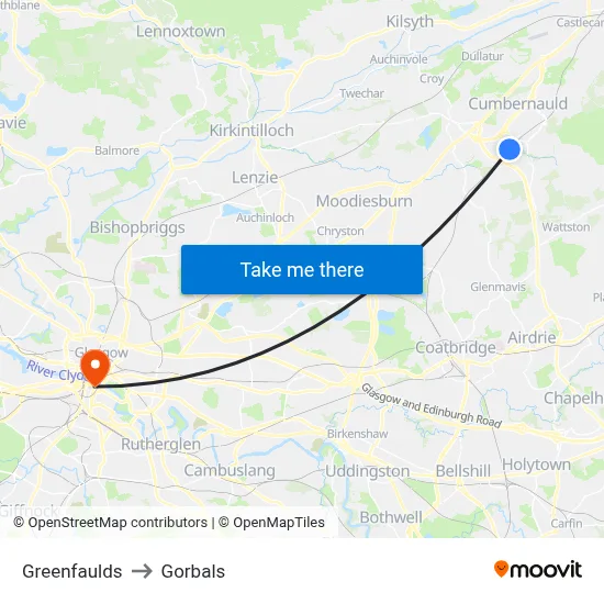 Greenfaulds to Gorbals map