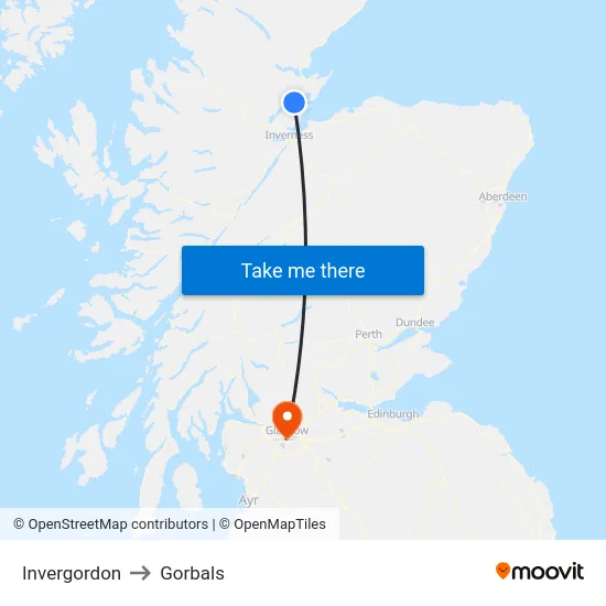 Invergordon to Gorbals map