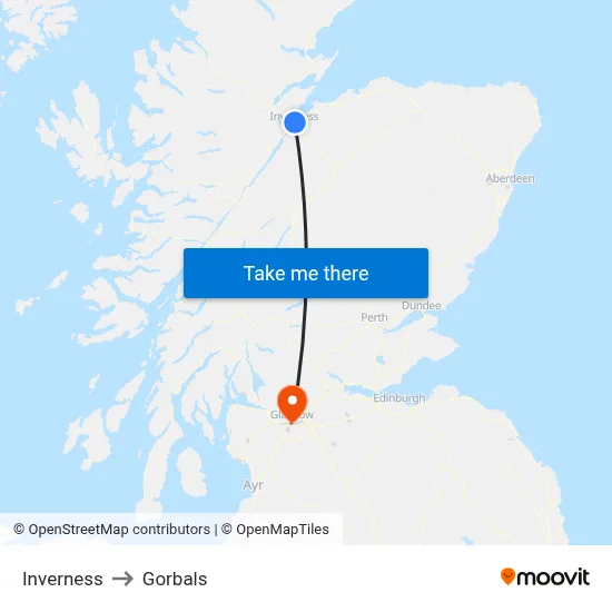Inverness to Gorbals map