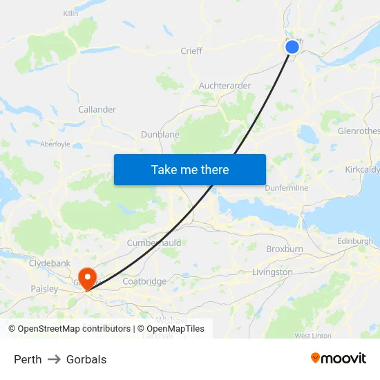 Perth to Gorbals map