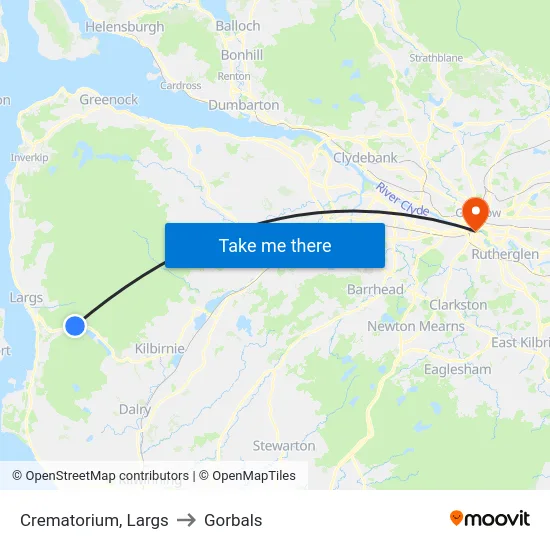 Crematorium, Largs to Gorbals map