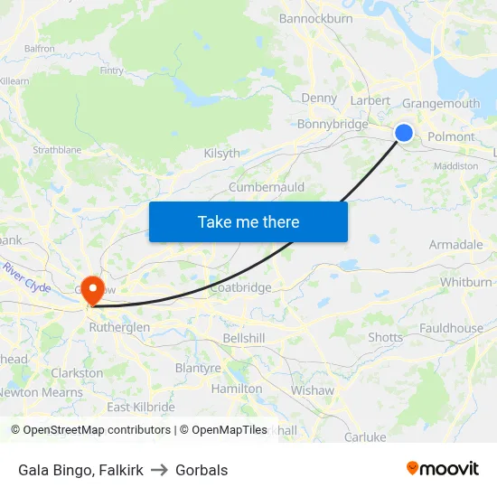 Gala Bingo, Falkirk to Gorbals map