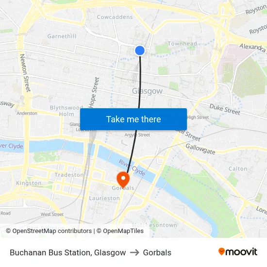 Buchanan Bus Station, Glasgow to Gorbals map