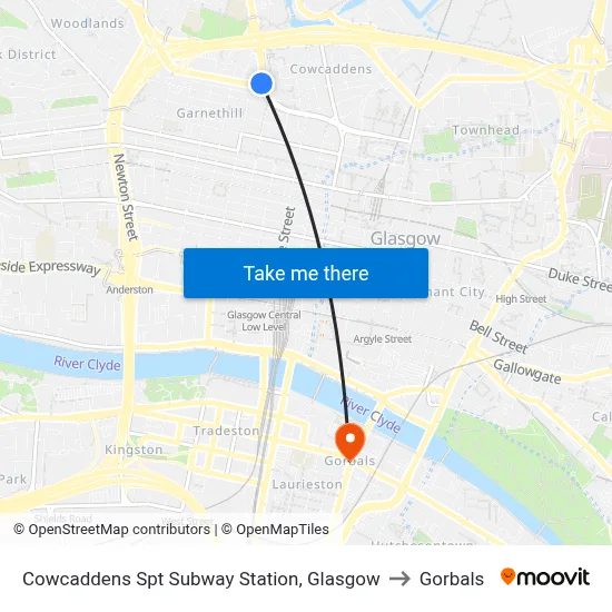 Cowcaddens Spt Subway Station, Glasgow to Gorbals map