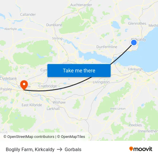 Boglily Farm, Kirkcaldy to Gorbals map