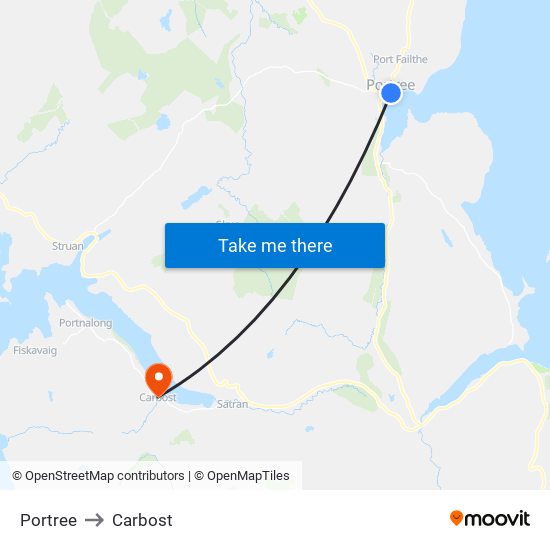 Portree to Carbost map