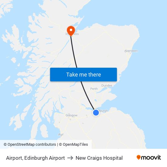 Airport, Edinburgh Airport to New Craigs Hospital map