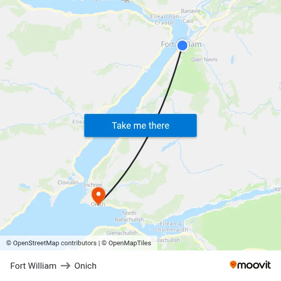 Fort William to Onich map
