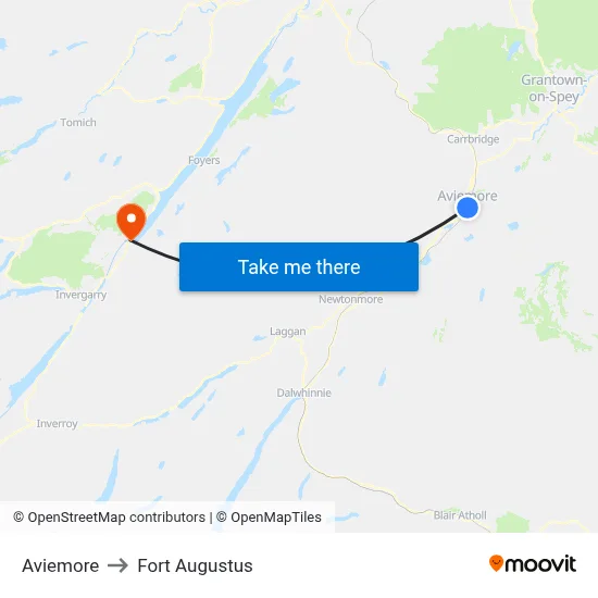 Aviemore to Fort Augustus map
