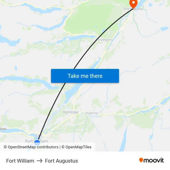 Fort William to Fort Augustus map