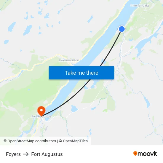 Foyers to Fort Augustus map