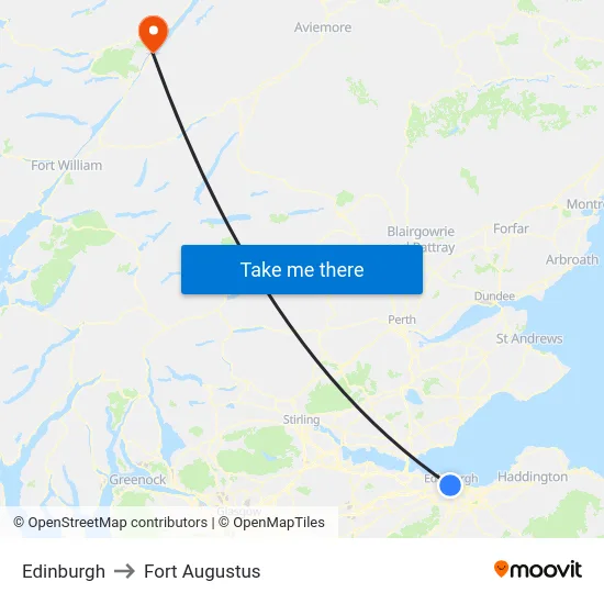 Edinburgh to Fort Augustus map