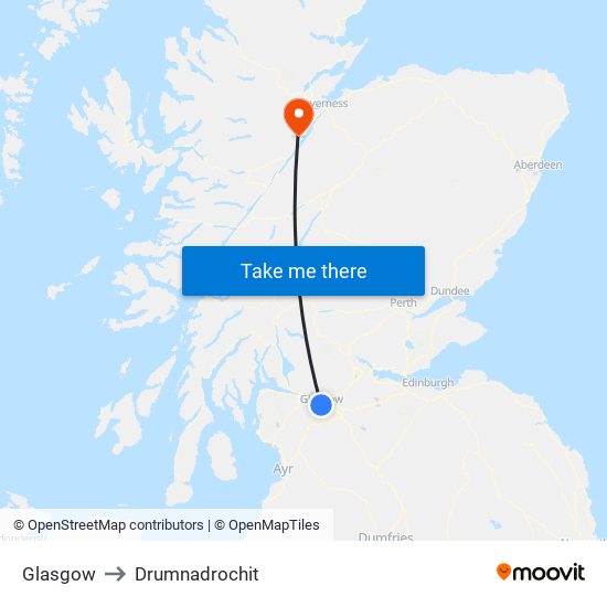 Glasgow to Drumnadrochit map