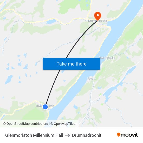 Glenmoriston Millennium Hall to Drumnadrochit map