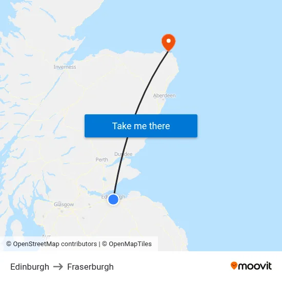 Edinburgh to Fraserburgh map