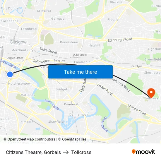 Citizens Theatre, Gorbals to Tollcross map