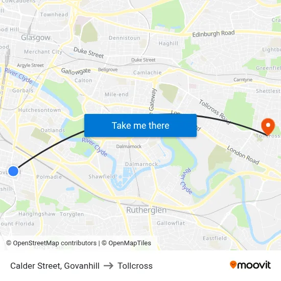 Calder Street, Govanhill to Tollcross map