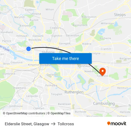 Elderslie Street, Glasgow to Tollcross map