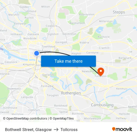 Bothwell Street, Glasgow to Tollcross map