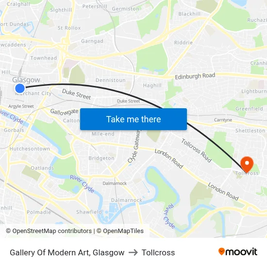 Gallery Of Modern Art, Glasgow to Tollcross map