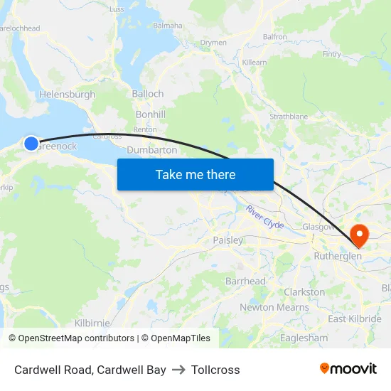 Cardwell Road, Cardwell Bay to Tollcross map