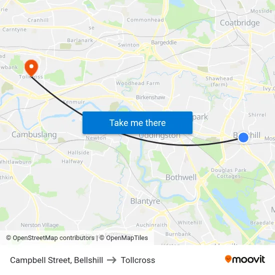 Campbell Street, Bellshill to Tollcross map