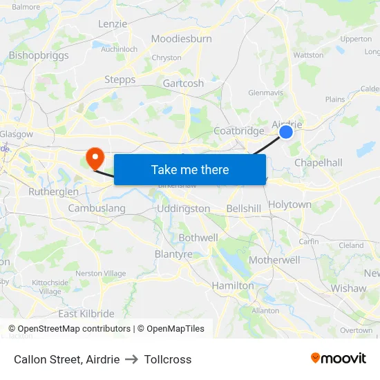 Callon Street, Airdrie to Tollcross map