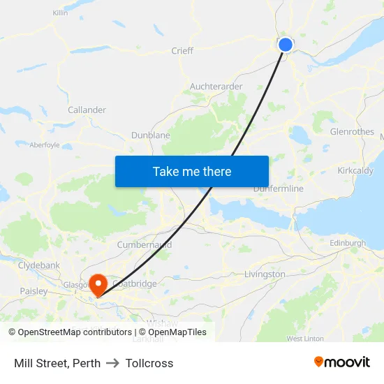 Mill Street, Perth to Tollcross map