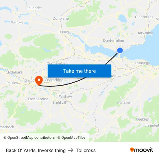 Back O' Yards, Inverkeithing to Tollcross map