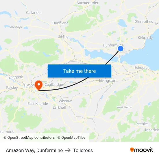 Amazon Way, Dunfermline to Tollcross map