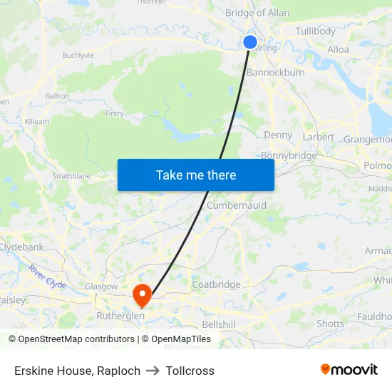 Erskine House, Raploch to Tollcross map