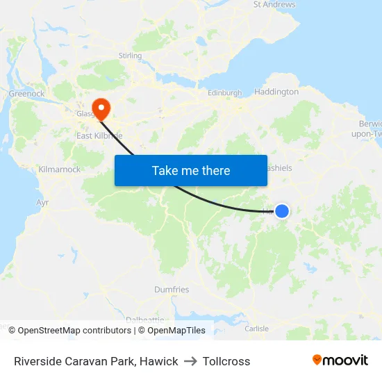 Riverside Caravan Park, Hawick to Tollcross map
