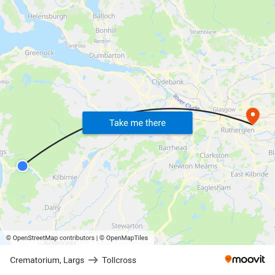 Crematorium, Largs to Tollcross map