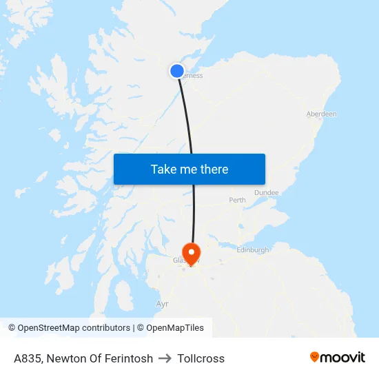 A835, Newton Of Ferintosh to Tollcross map