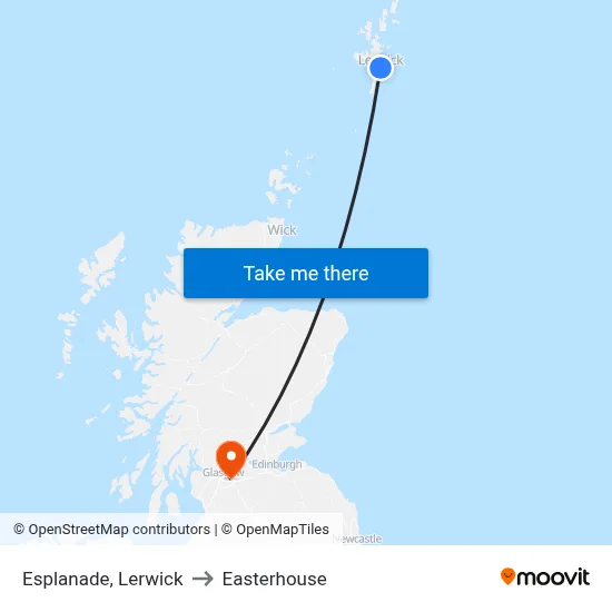 Esplanade, Lerwick to Easterhouse map