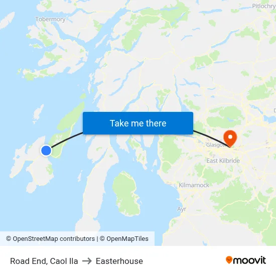 Road End, Caol Ila to Easterhouse map