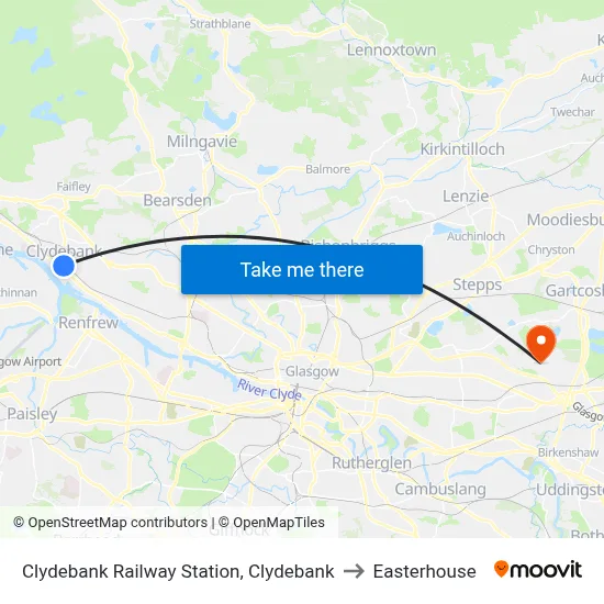 Clydebank Railway Station, Clydebank to Easterhouse map