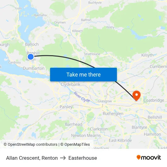 Allan Crescent, Renton to Easterhouse map